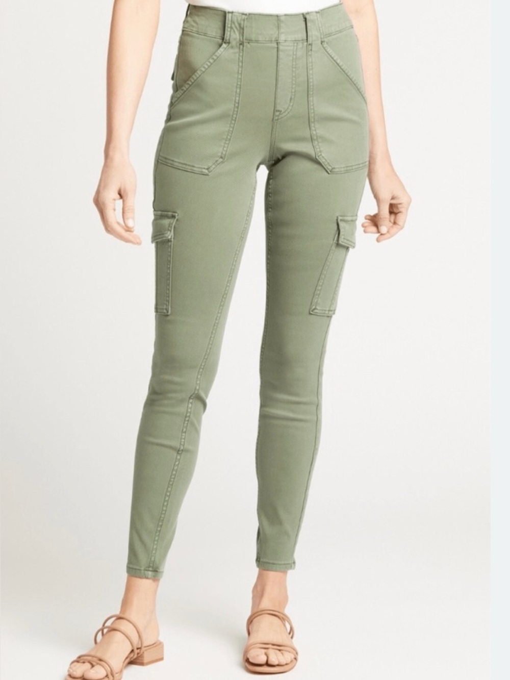 Spanx Olive stretch twill ankle cargo Pants